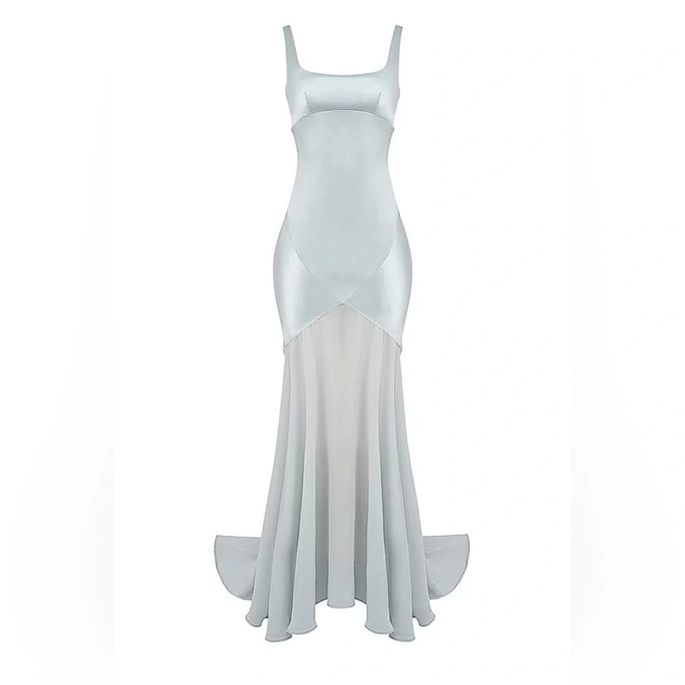 House of CB Vittoria Pistachio Chiffon Floor Length Gown - Picture 4 of 14